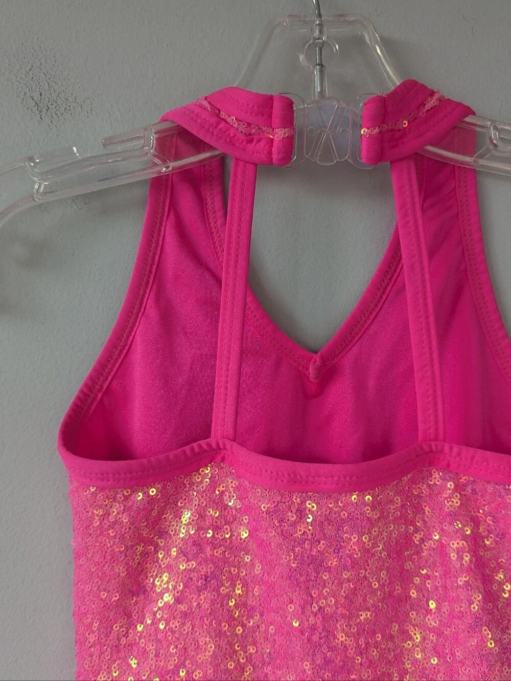 A Wish Come True Girls Hot Pink Sequin & Feathers Two Piece Skirt Dance Costume